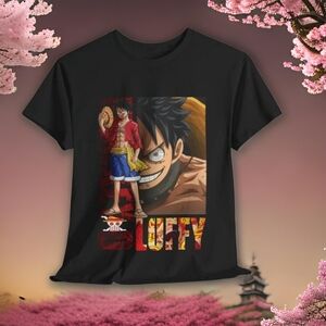 Black Graphic Tee with Anime Design
